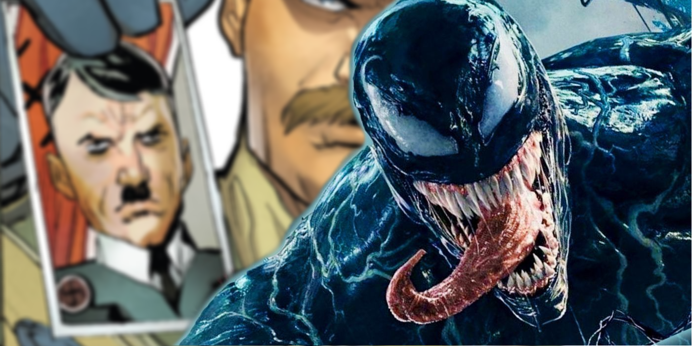 Movie Venom in foreground and Hitler from Venom #25 in background
