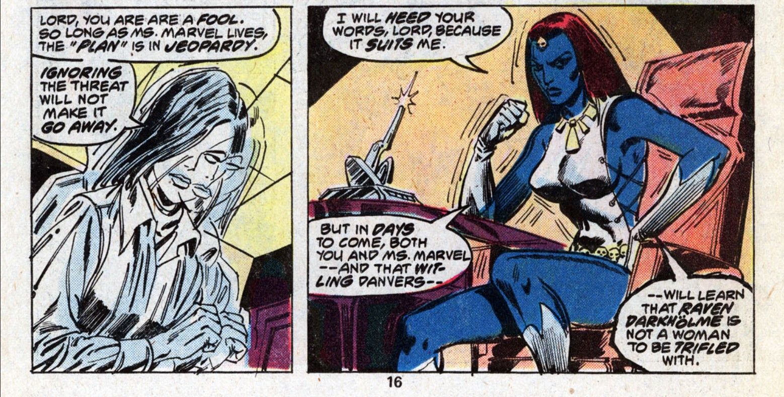 Mystique&rsquo;s first full appearance in Ms Marvel vol 1 #18