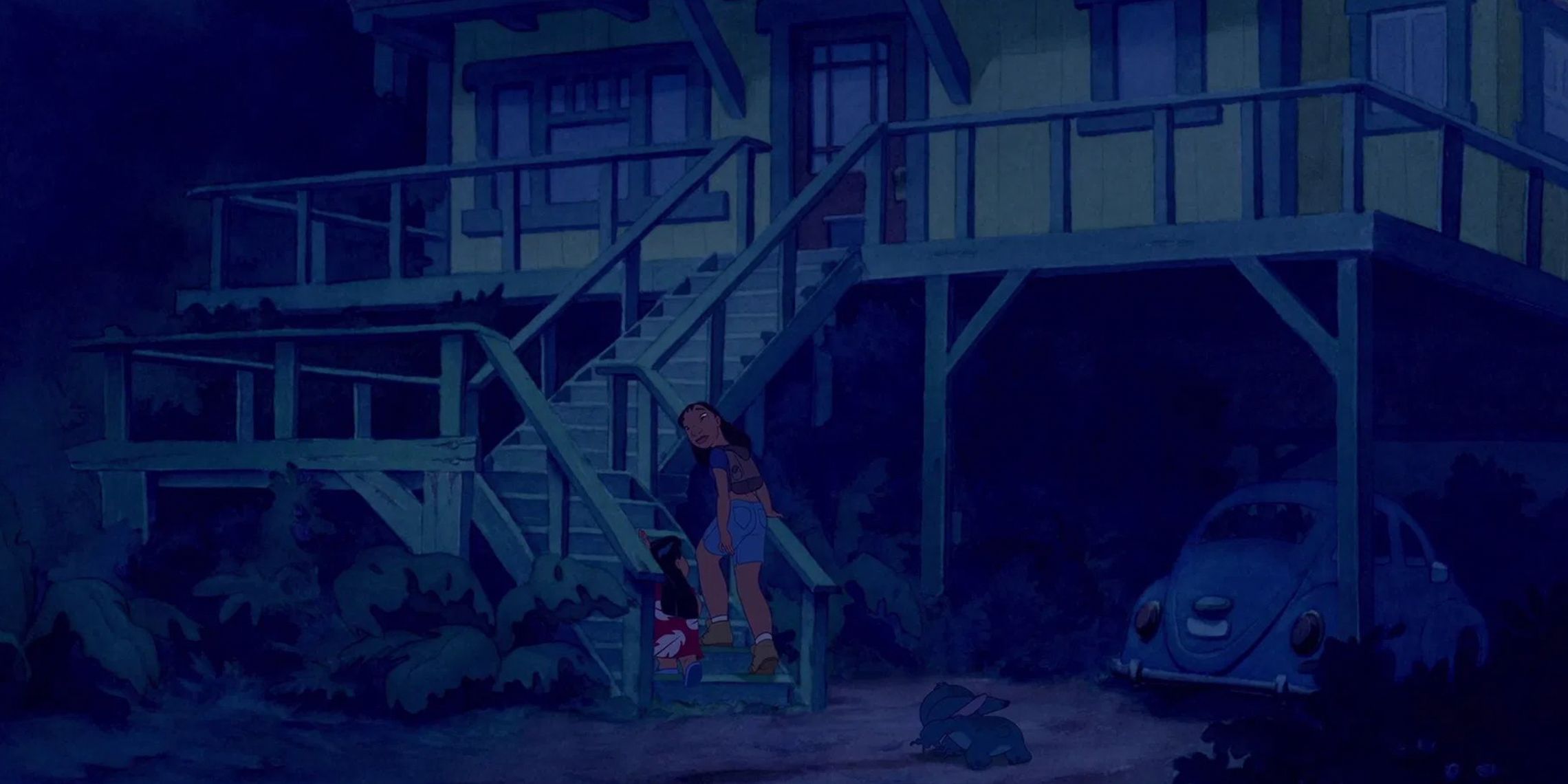Nani talks to Lilo while walking up the steps to their house in Lilo and Stitch