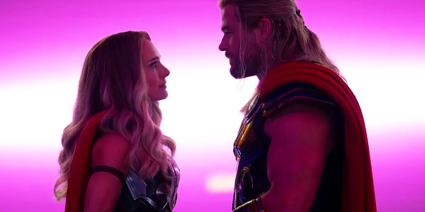 Natalie Portman as the Mighty Thor and Chris Hemsworth as Thor in 2022&rsquo;s Thor Love and Thunder