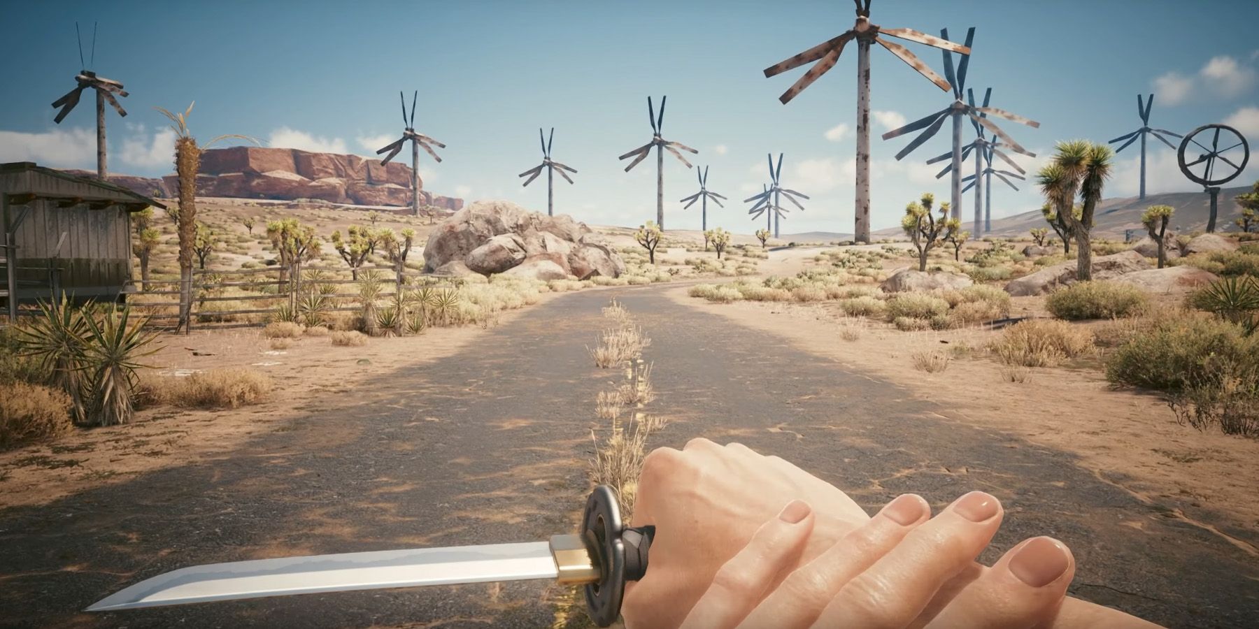 A sharp knife held laterally in Cyberpunk 2077: Phantom Liberty.