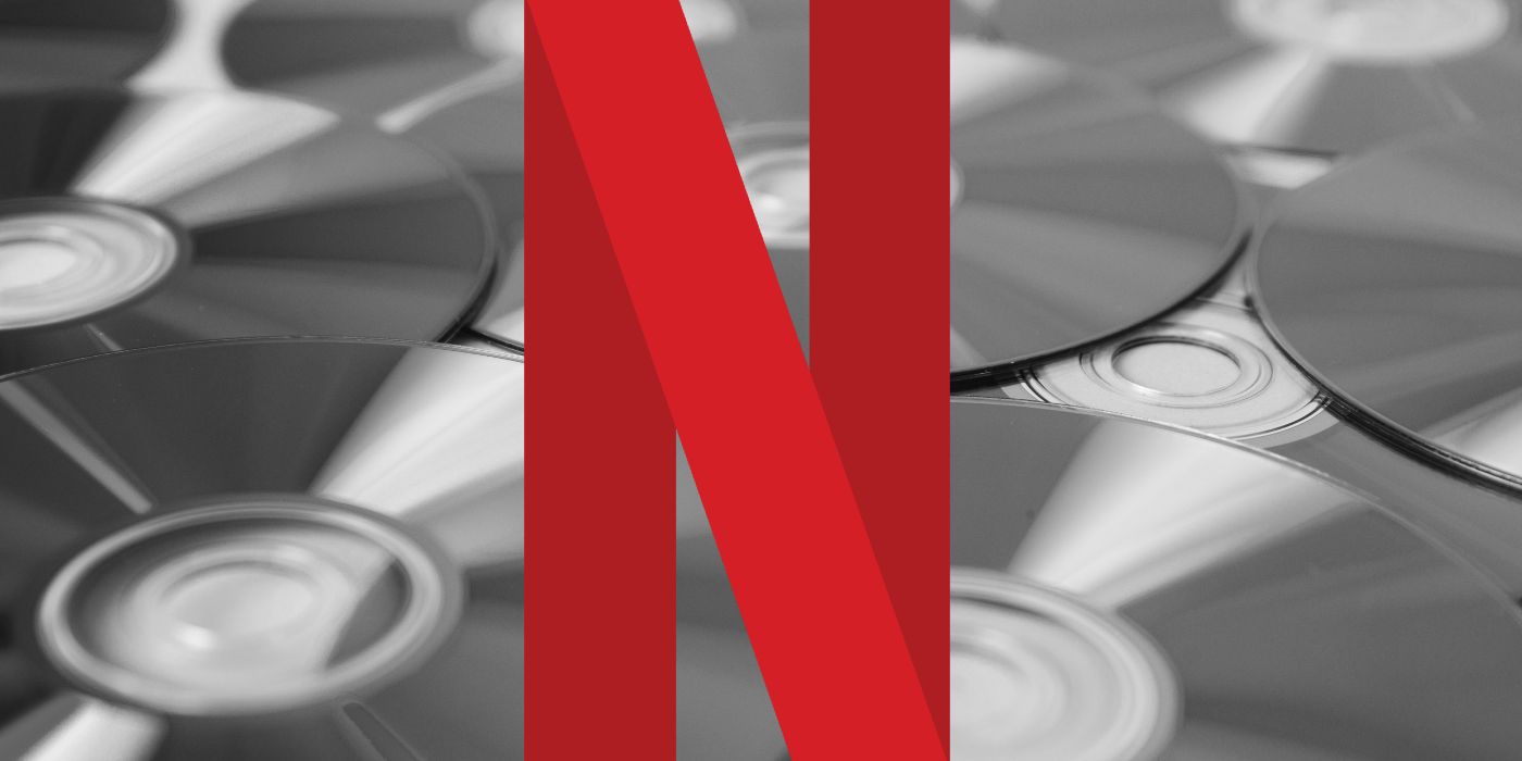 Logo Netflix devant l'image personnalisée des DVD noir et blanc