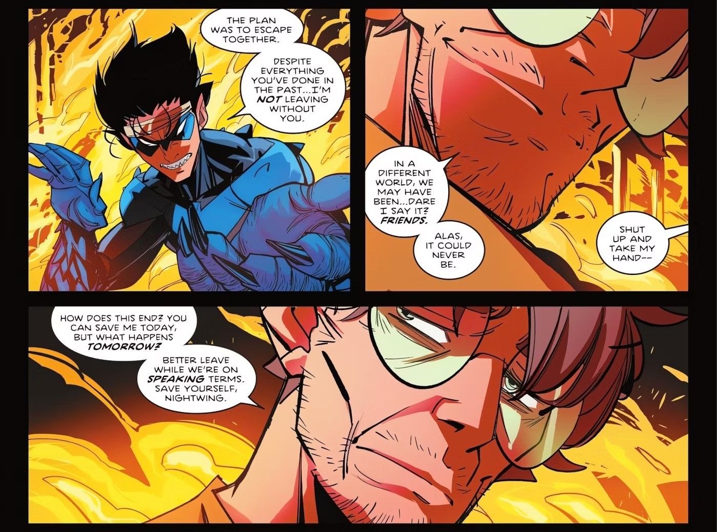 Nightwing Returns to Save Scarecrow from a Fire