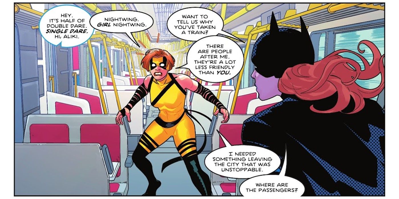 metade de Double Dare chama Batgirl de 'Girl Nightwing'