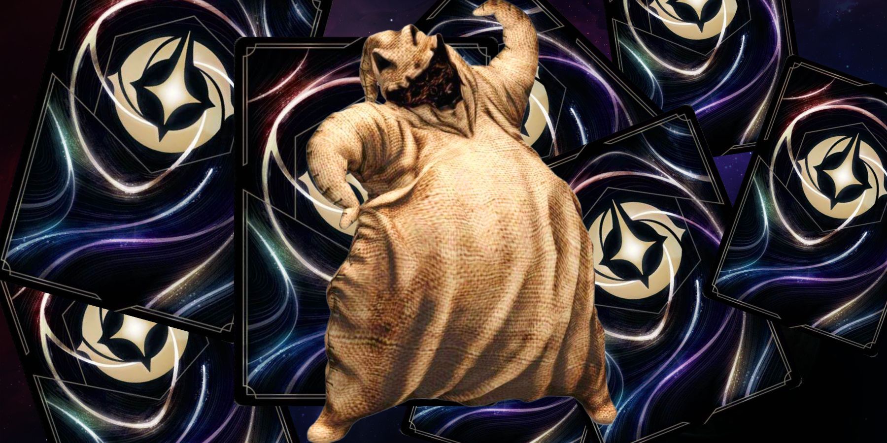 Oogie Boogie in front of some Lorcana card backs