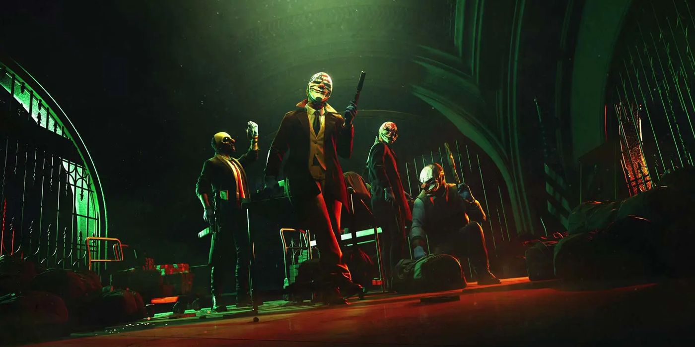 The Payday Gang rob a bank in Payday 3's cover art.