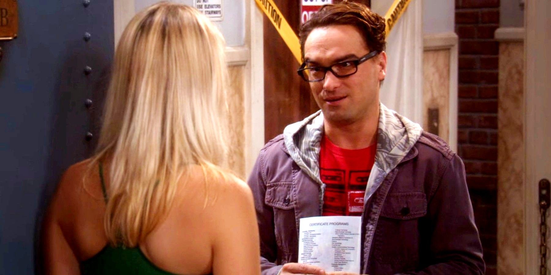 Penny and Leonard Talking in Big Bang Theory's Vartabedian Conundrum