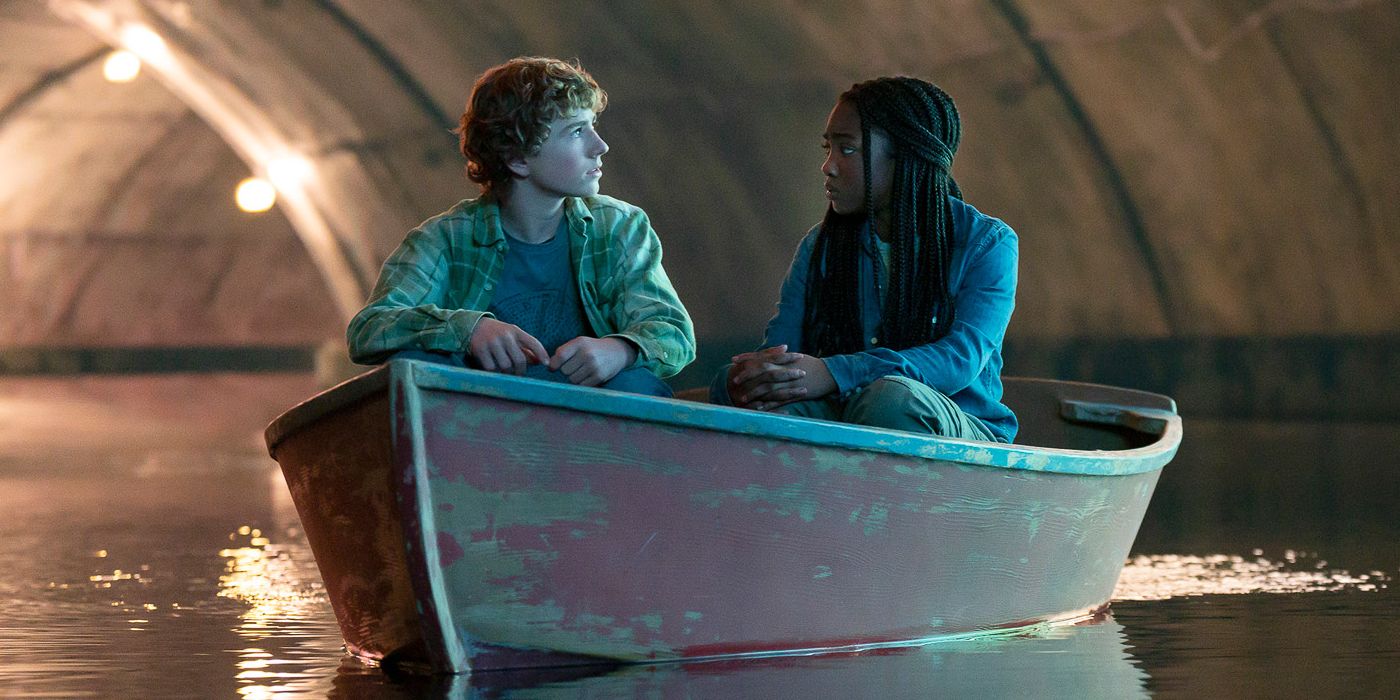 Percy and Annabeth on a boat ride in Percy Jackson Season 1