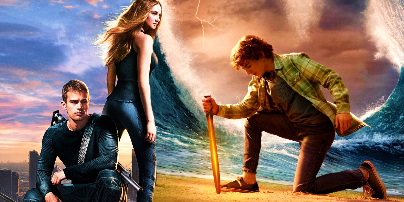 This image shows Percy Jackson, Tris, and Four.