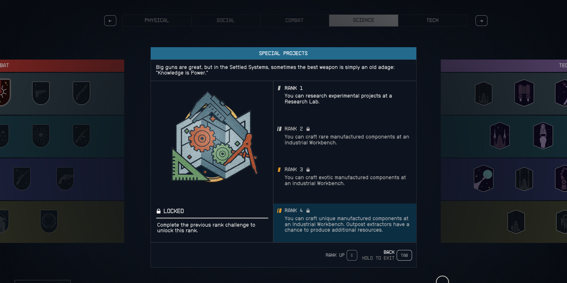 The Special Projects Perk description and its rank in Starfield