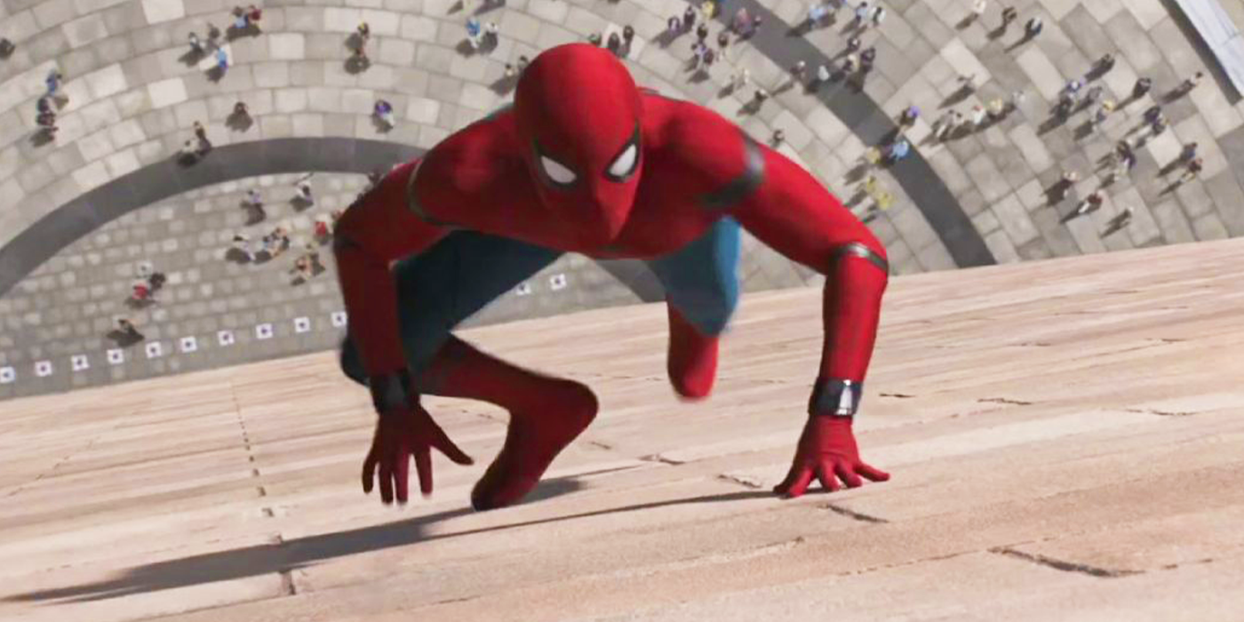 Peter Parker climbing the Washington Monument in Spider-Man Homecoming