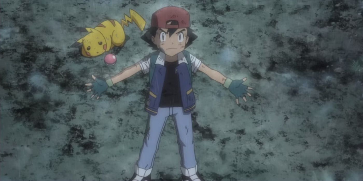 Pokemon: Ash protects Pikachu.