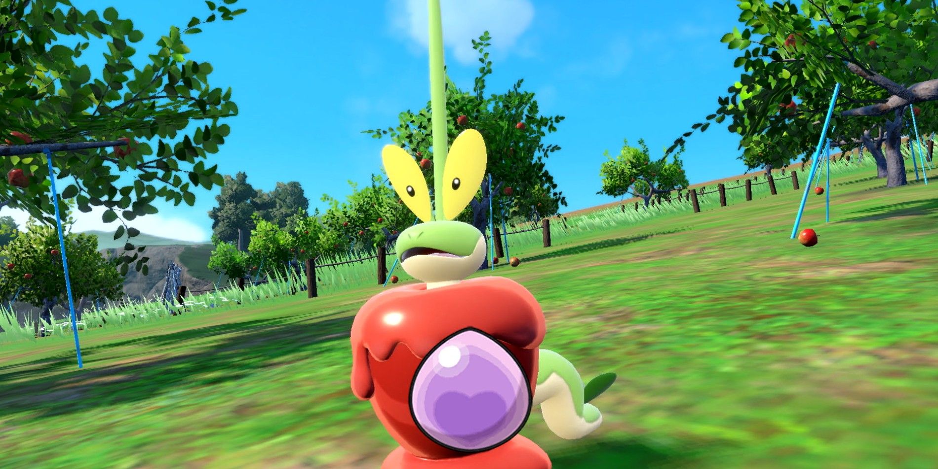 Pokémon Scarlet and Violet&rsquo;s Dipplin from The Teal Mask DLC with an Eviolite sprite.