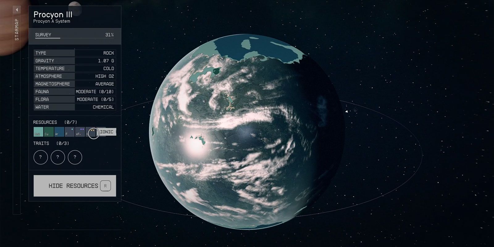 Pyrocyon III in Starfield floating in space.