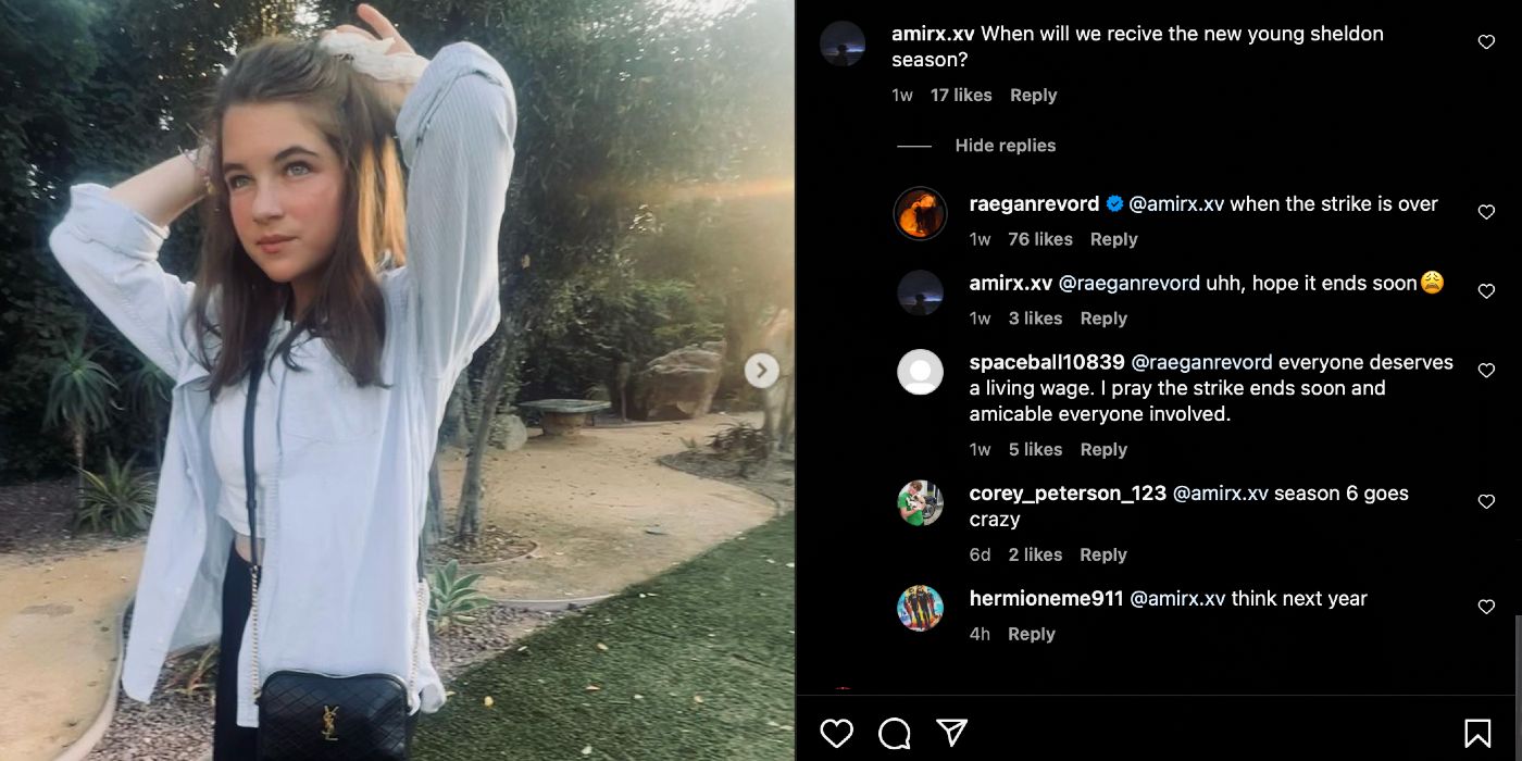 Raegan Revord&rsquo;s Young Sheldon Season 7 Update on Instagram