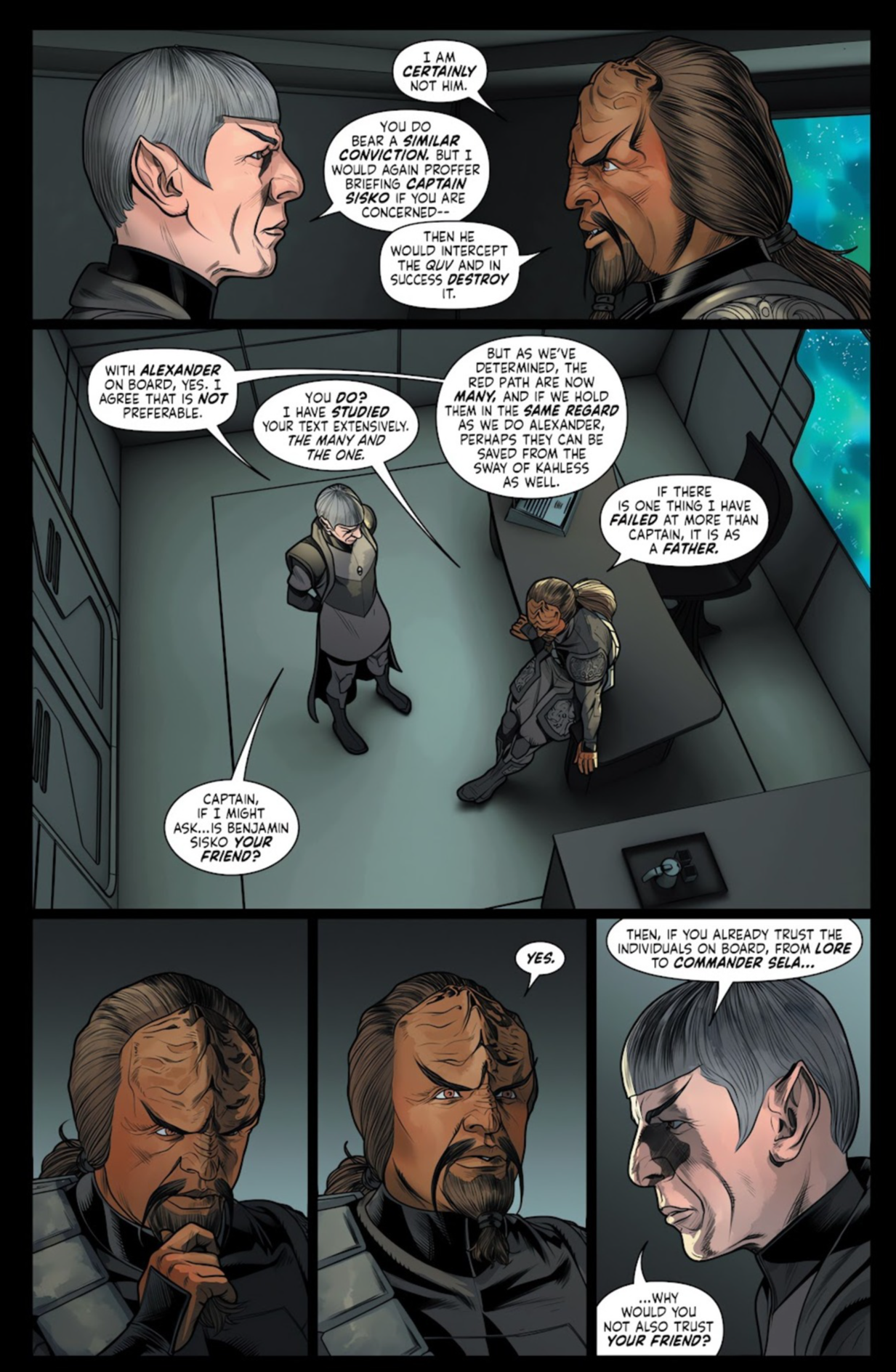 star trek defiant #5, worf and spock