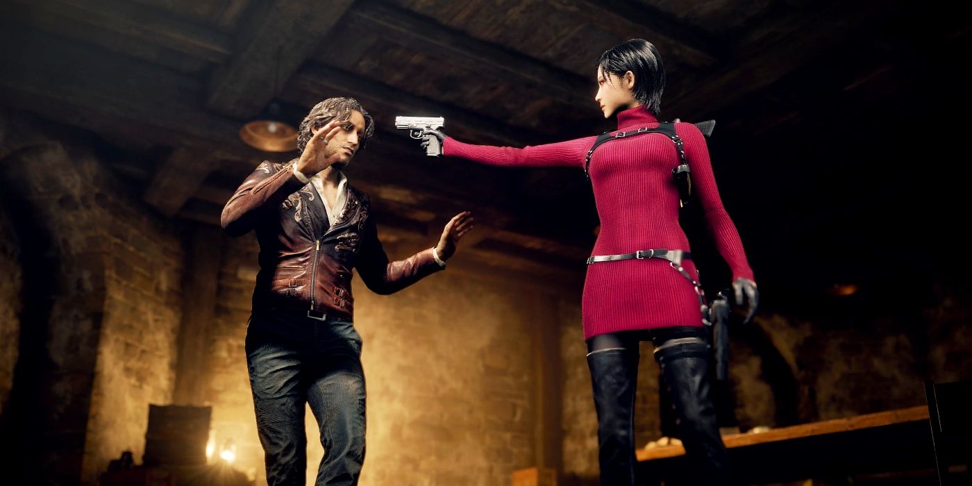  Ada holding a gun on Luis in RE4 Remake Separate Ways