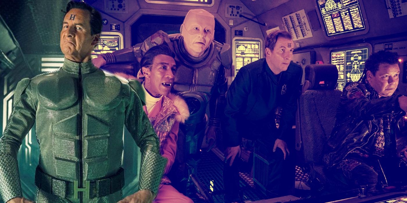A composite image of the cast of Red Dwarf The Promised Land 