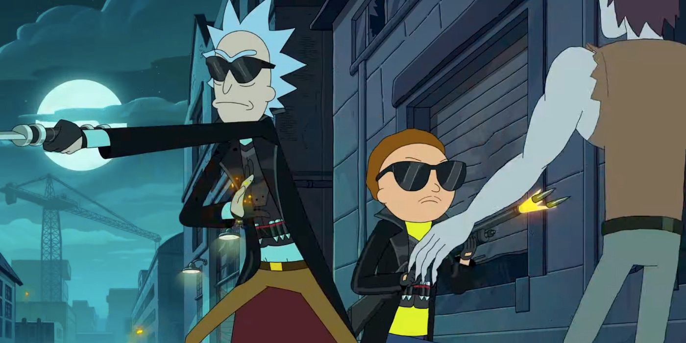 Rick and Morty Wearing Sunglasses and Fighting in Season 7