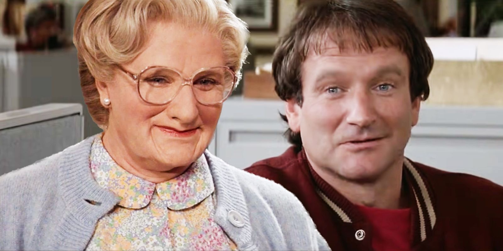 Collage of Robin Williams in Mrs. Doubtfire