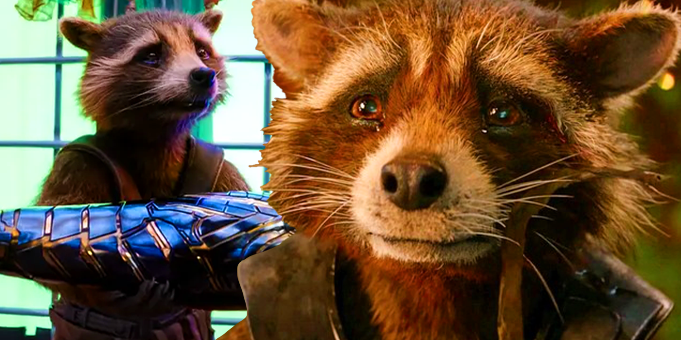 Rocket in Guardians of the Galaxy with Bucky's vibranium arm