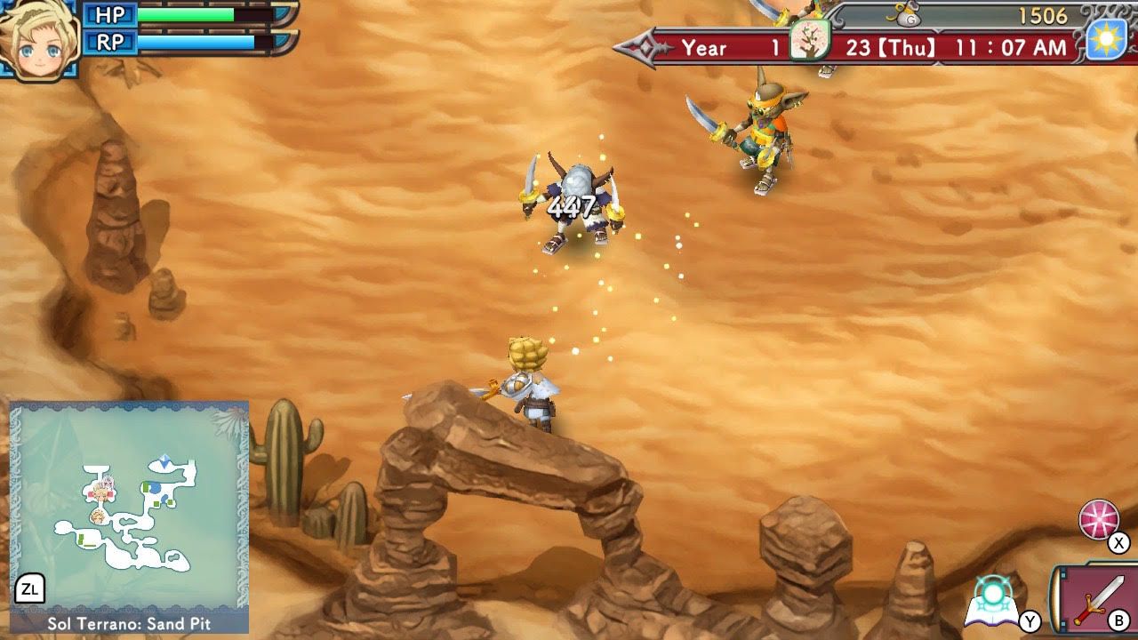 Rune Factory 3 Special fight against goblins in the desert.