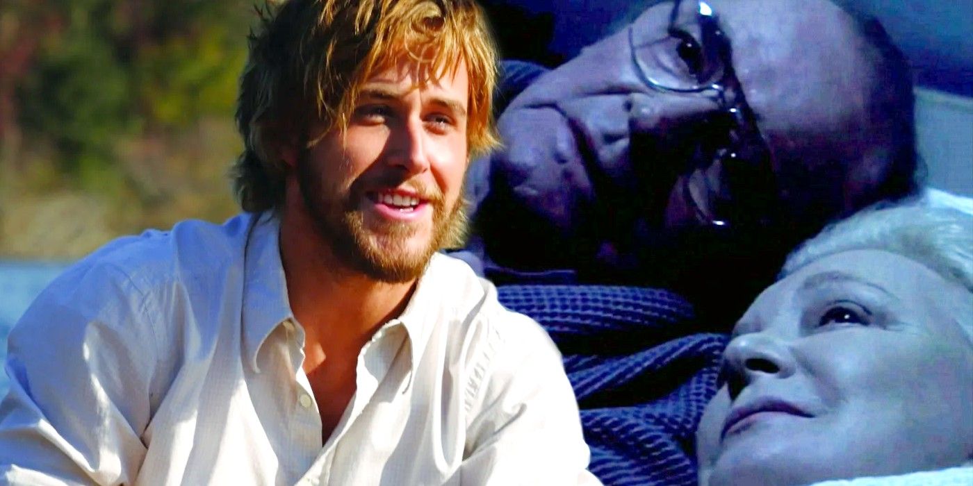 Ryan Gosling as Noah and old Noah and Allie in The Notebook