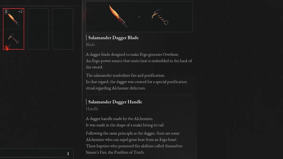 Salamander Dagger Description from Lies of P-1