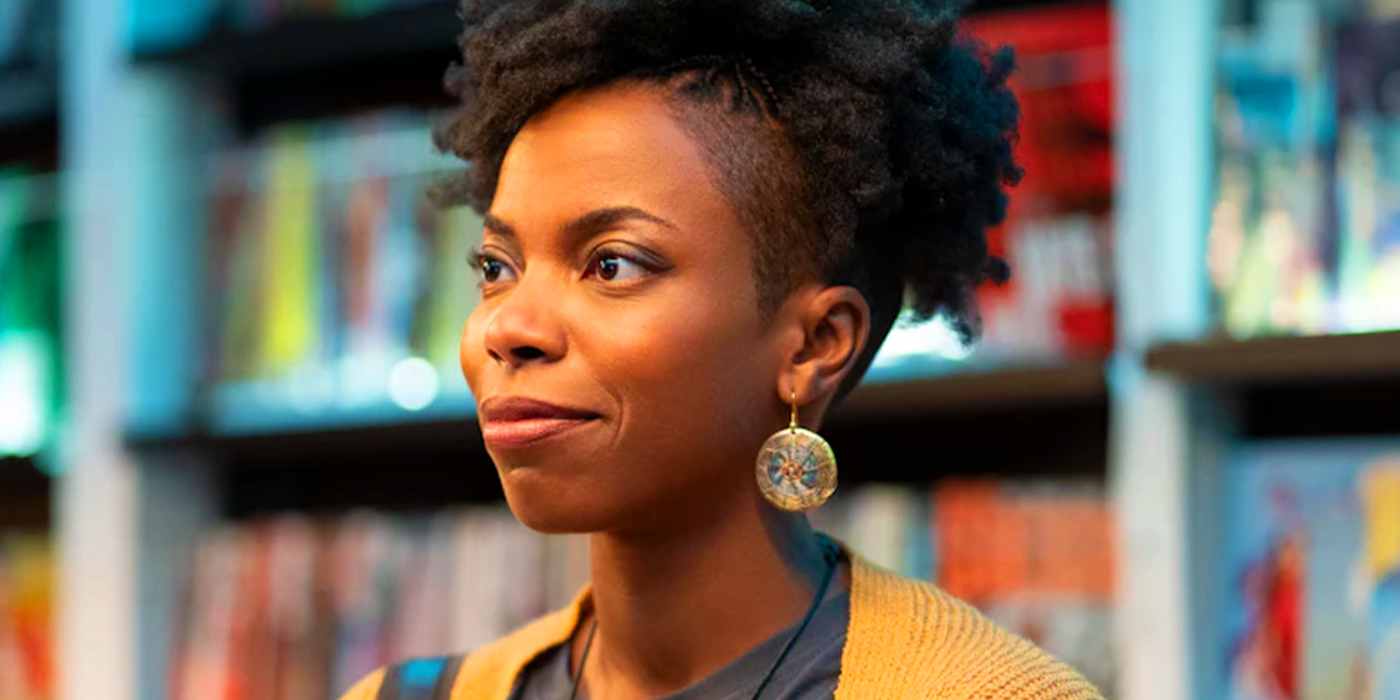 Sasheer Zamata as Ayana in Woke looking offscreen