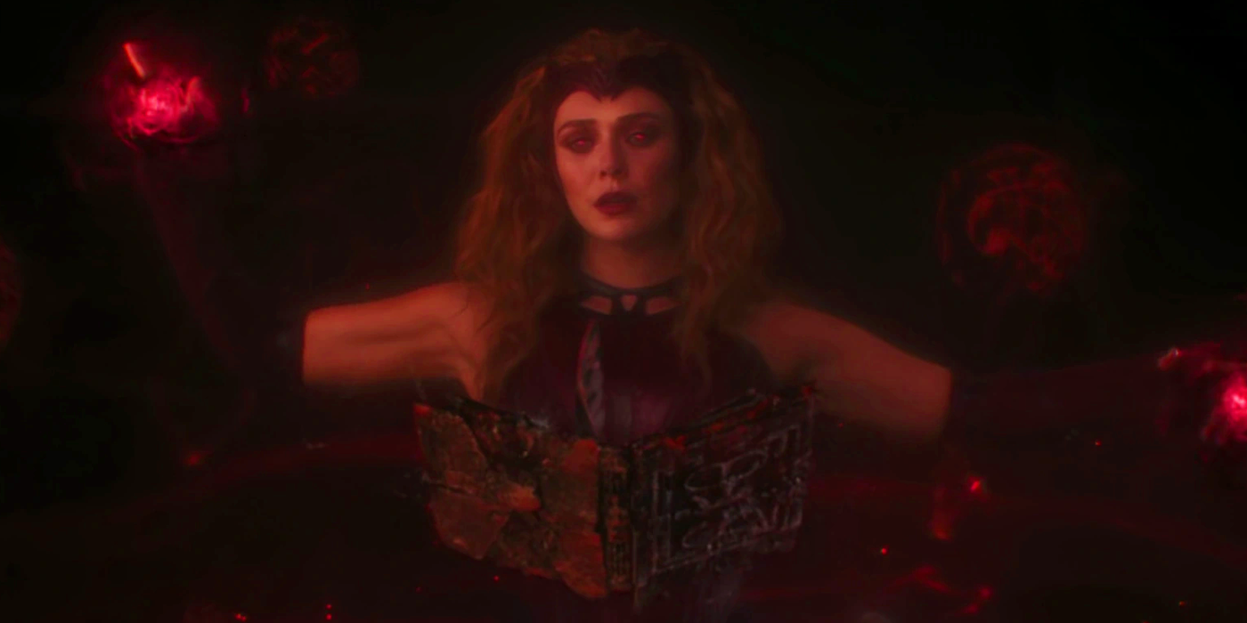 Scarlet Witch reading the Darkhold in WandaVision