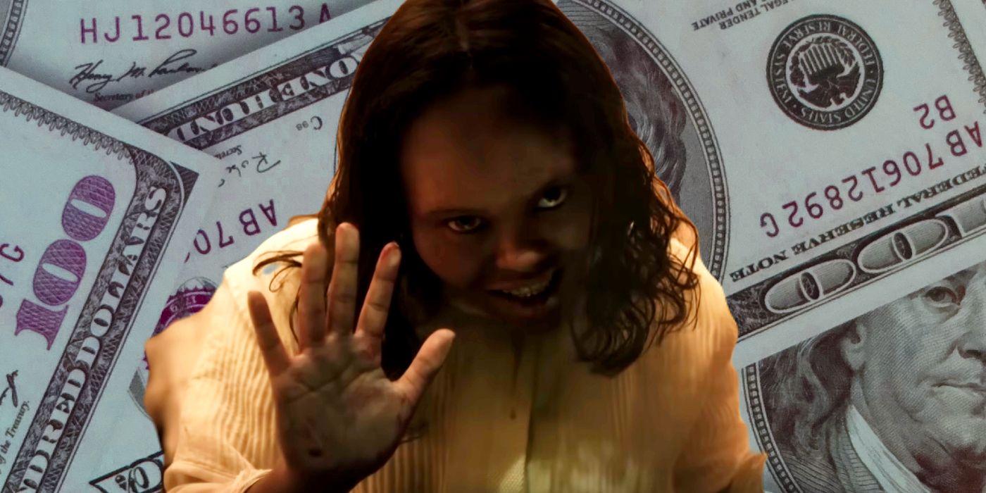 Scary Possessed Girl from The Exorcist Believer in Front of Money