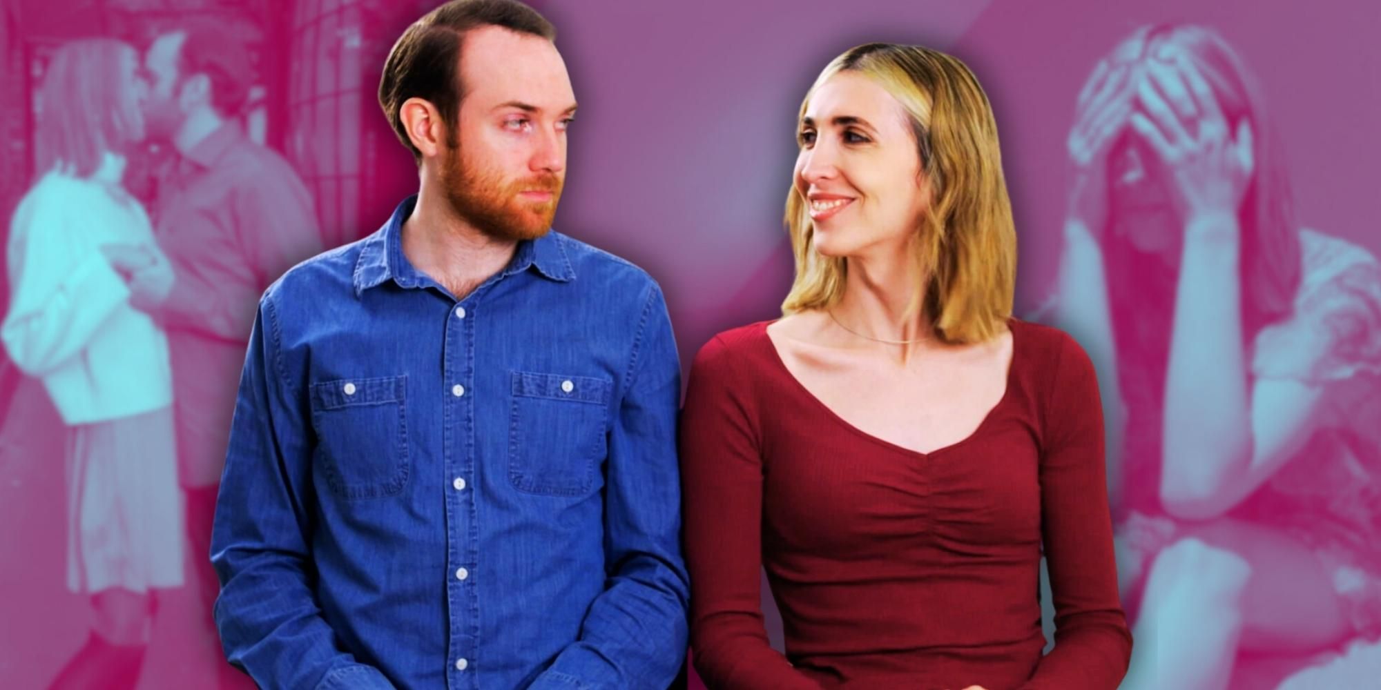 Christian wearing a blue shirt &amp; Cleo wearing a maroon top from Before The 90 Days looking lovingly at each other.