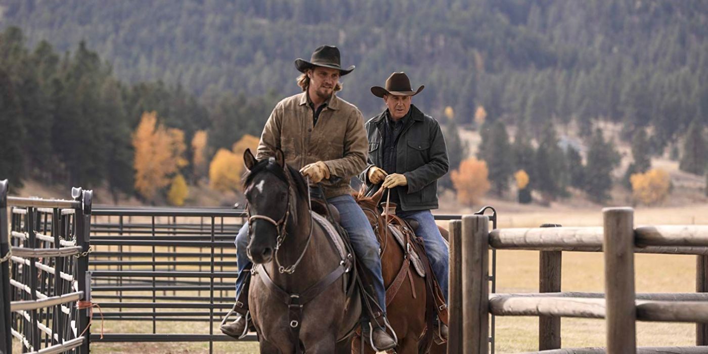 Kevin Costner y Luke Grimes como John y Kayce Dutton - Yellowstone
