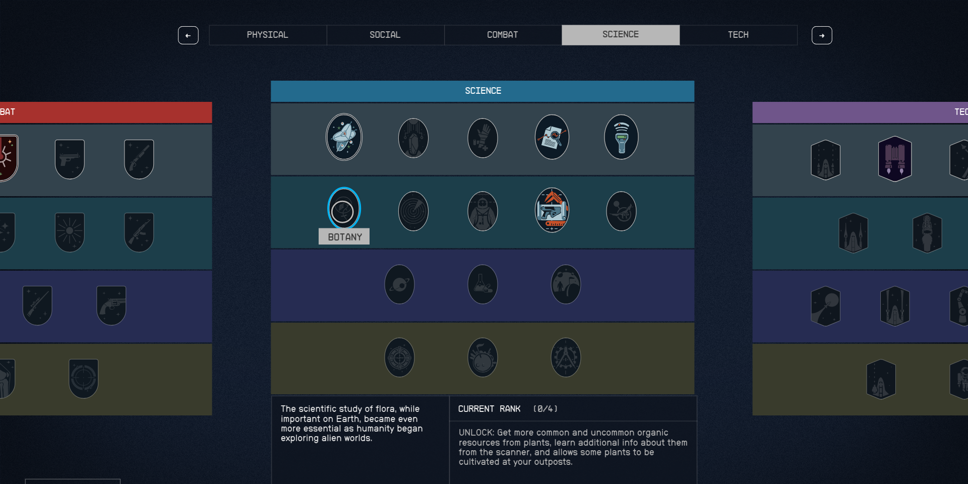 The Botany Skill description in the Science Skill Tree in Starfield