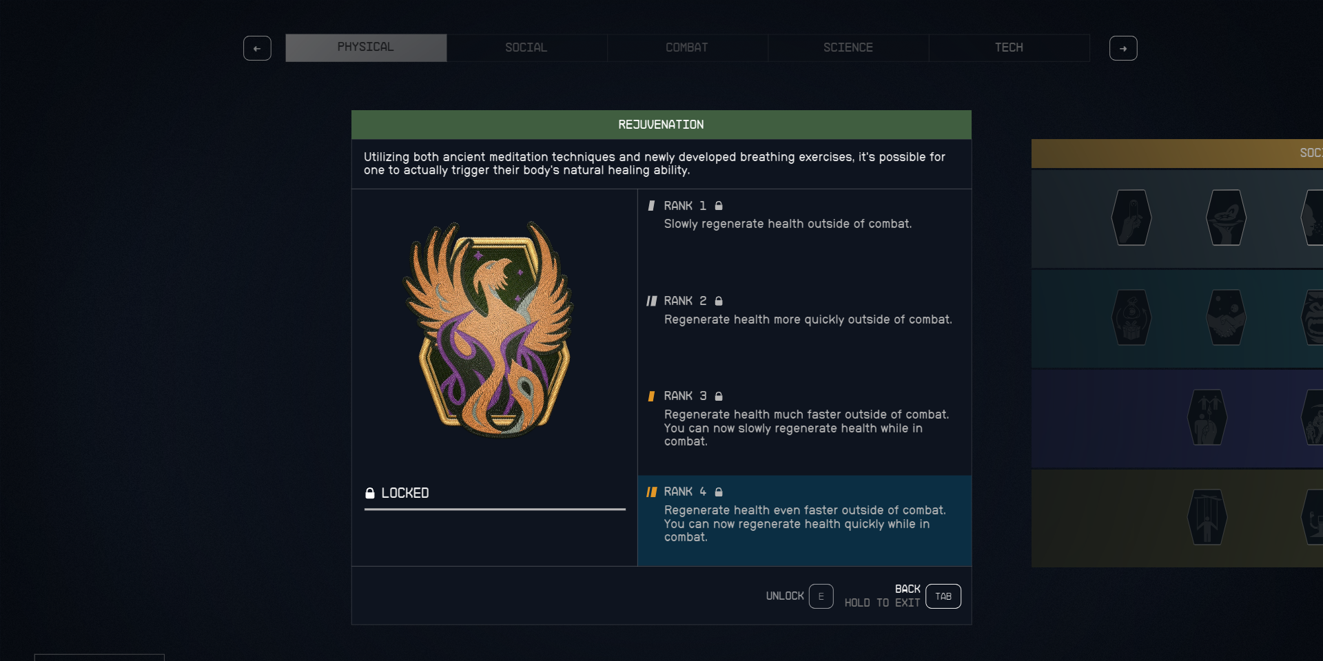 Rejuvenation Perk description and its ranks in Starfield