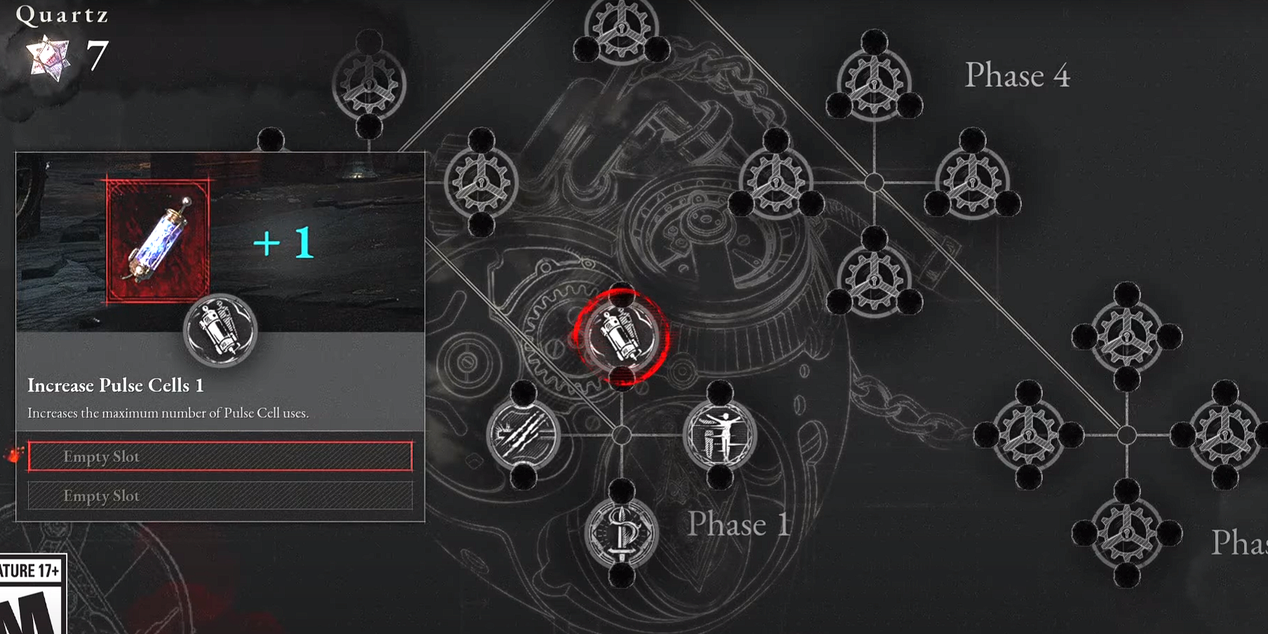 The Increase Pulse Cells 1 upgrade in the P-organ menu in Lies of P