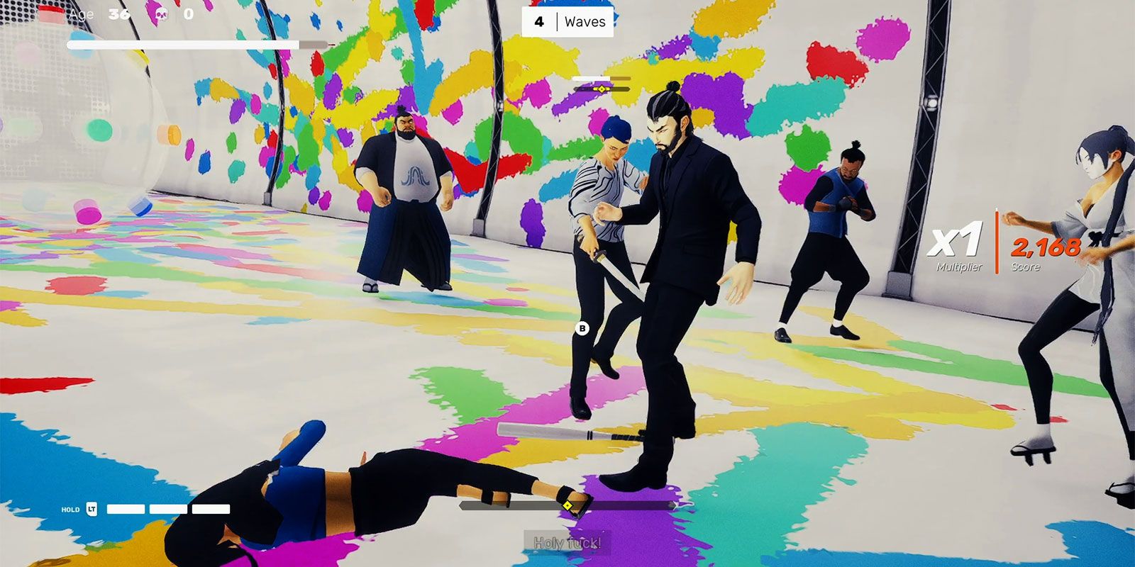 Sifu protagonist looking over defeated opponent in Arena mode.