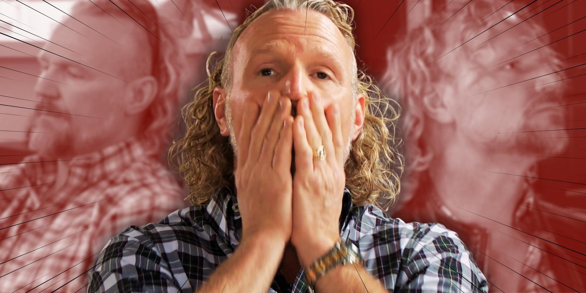 Montage of Sister WIves' Kody Brown, with his hands over his mouth