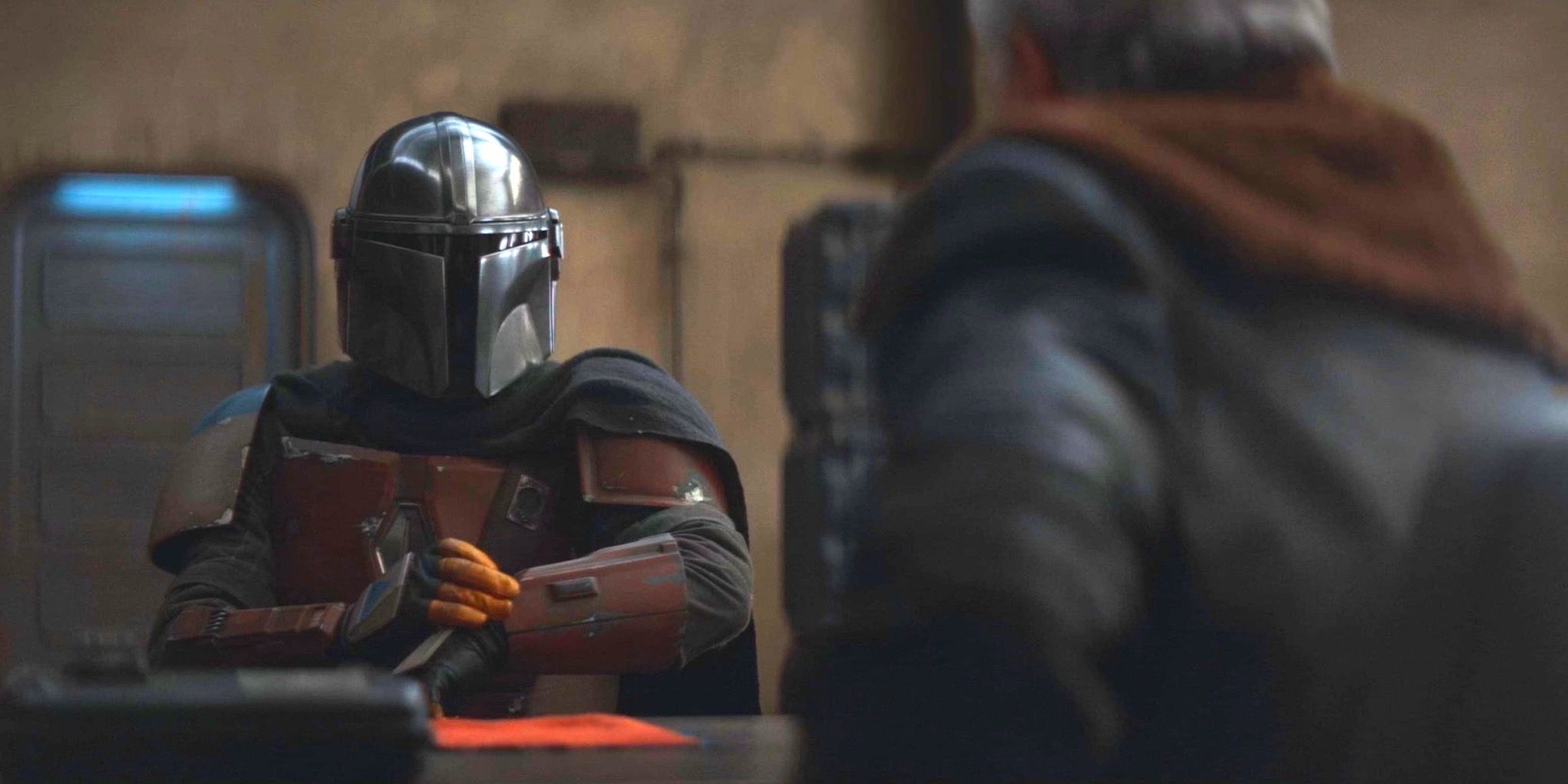 Din Djarin asks the Client about Grogu's chain code in The Mandalorian season 1 episode 1