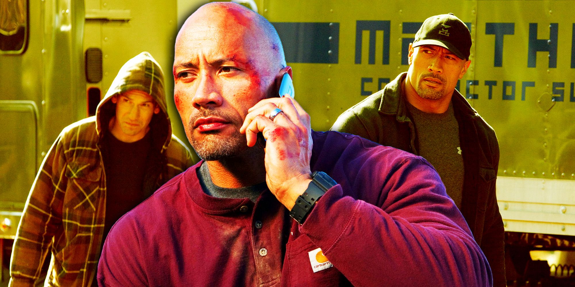 Jon Bernthal and Dwayne Johnson in Snitch.