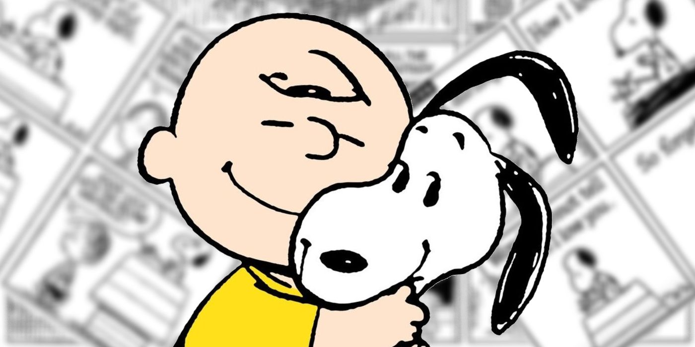 Snoopy y Charlie Brown de Peanuts abrazándose