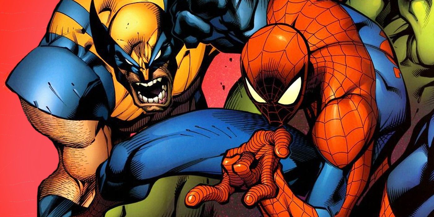 stylized art of spiderman and wolverine avengers