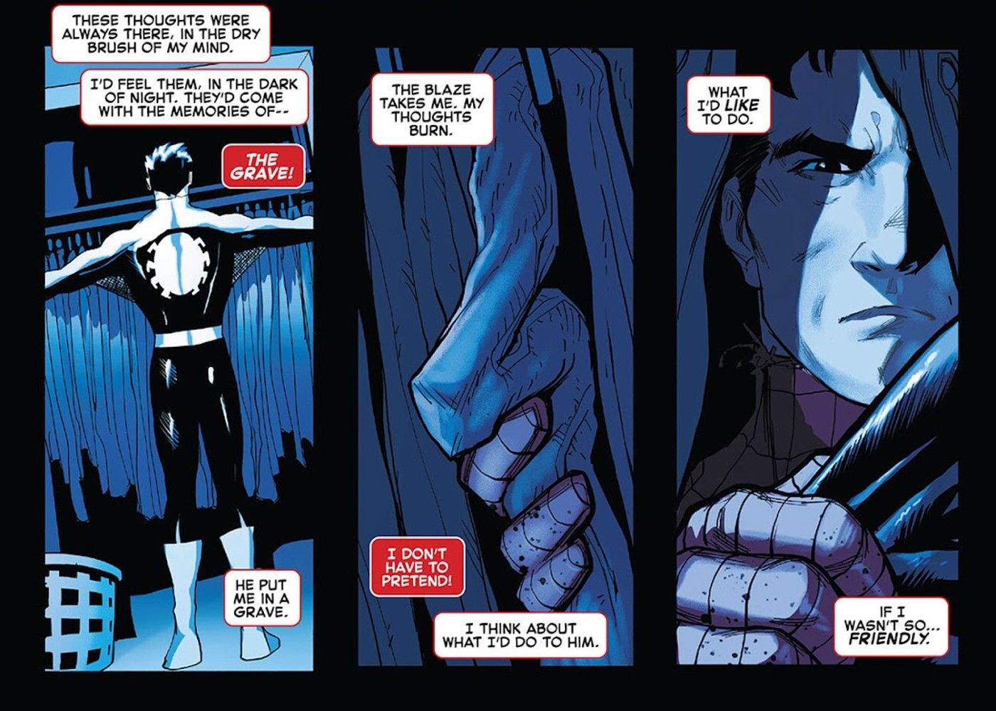 Spider-Man grabs his black suit