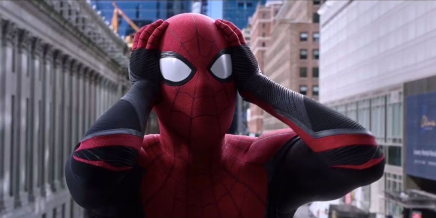 Tom Holland as Spider-Man in Spider-Man: Far From Home's mid-credits scene