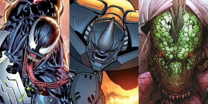 Spider-Man's villains, including Venom, Rhino, and the Lizard