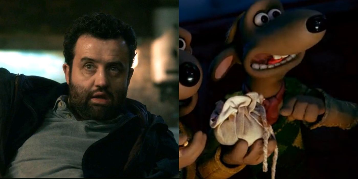Split image of Daniel Mays in Temple and Fetcher in Chicken Run 2