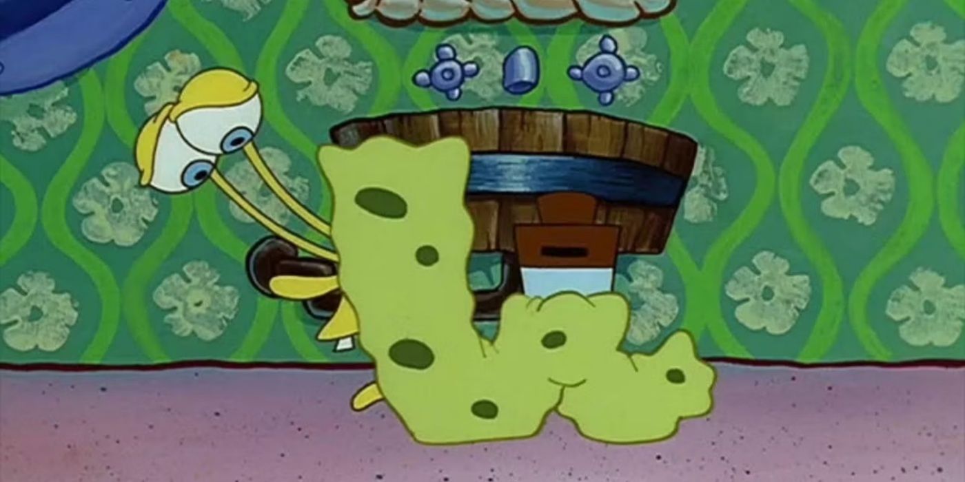 Spongebob as a snail in the episode I Was A Teenage Gary
