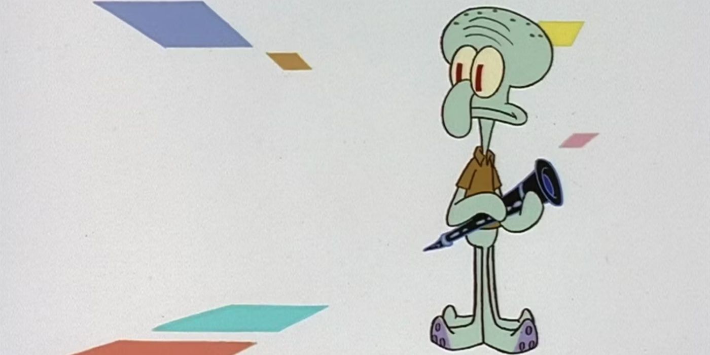 Squidward in a blank void in the SpongeBob SquarePants episode SB-129
