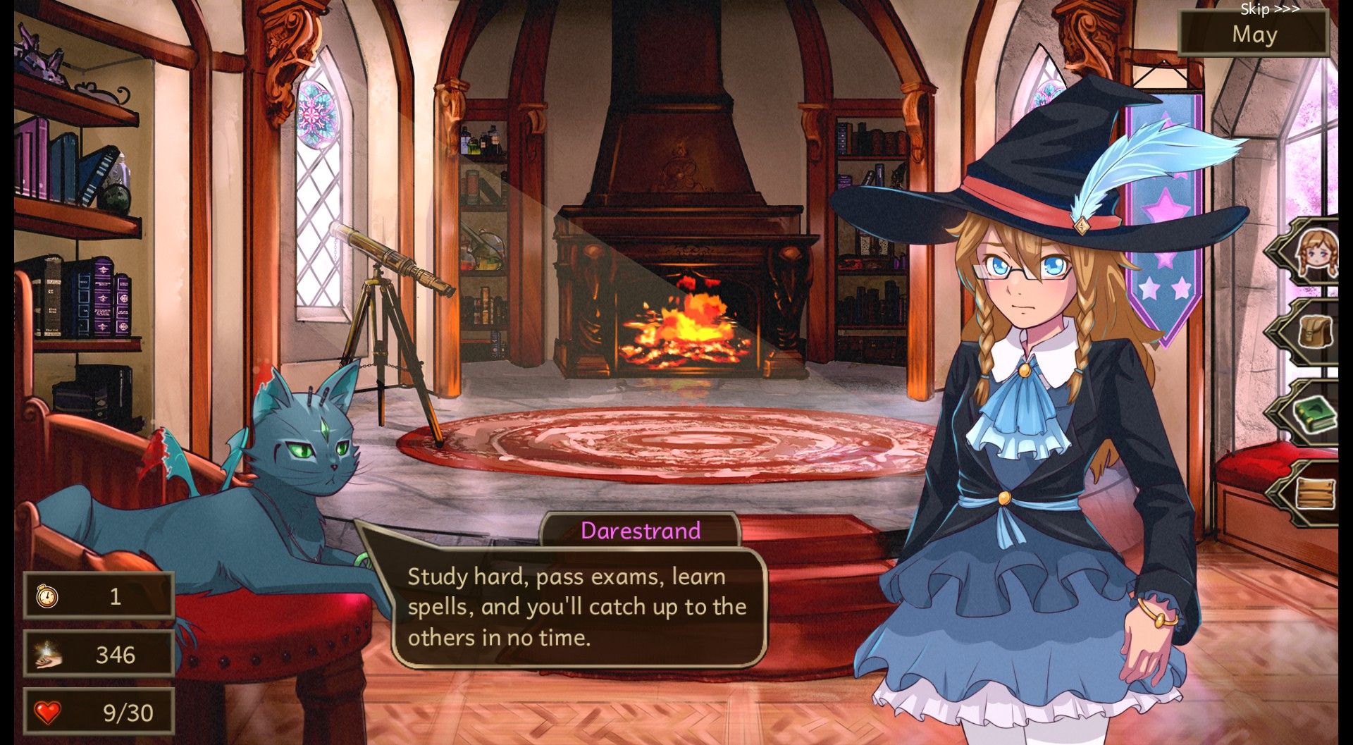 Stardander School For Witches Darestrand speaking to Callie in her office, telling her to study hard.