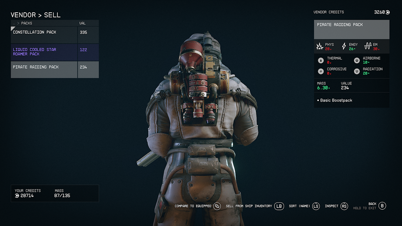 The Pirate Raiding Pack item page in Starfield.